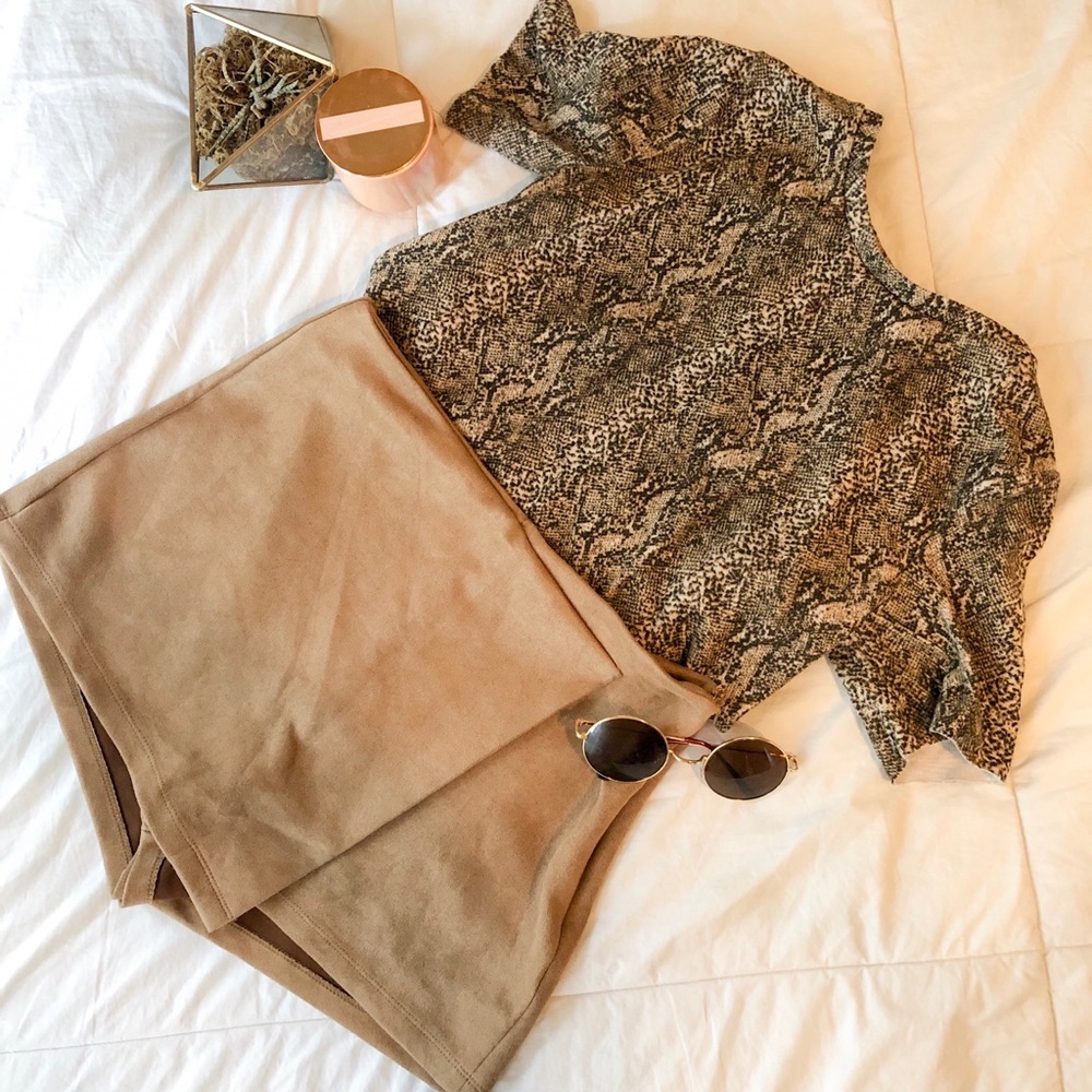 Tan Suede Skort